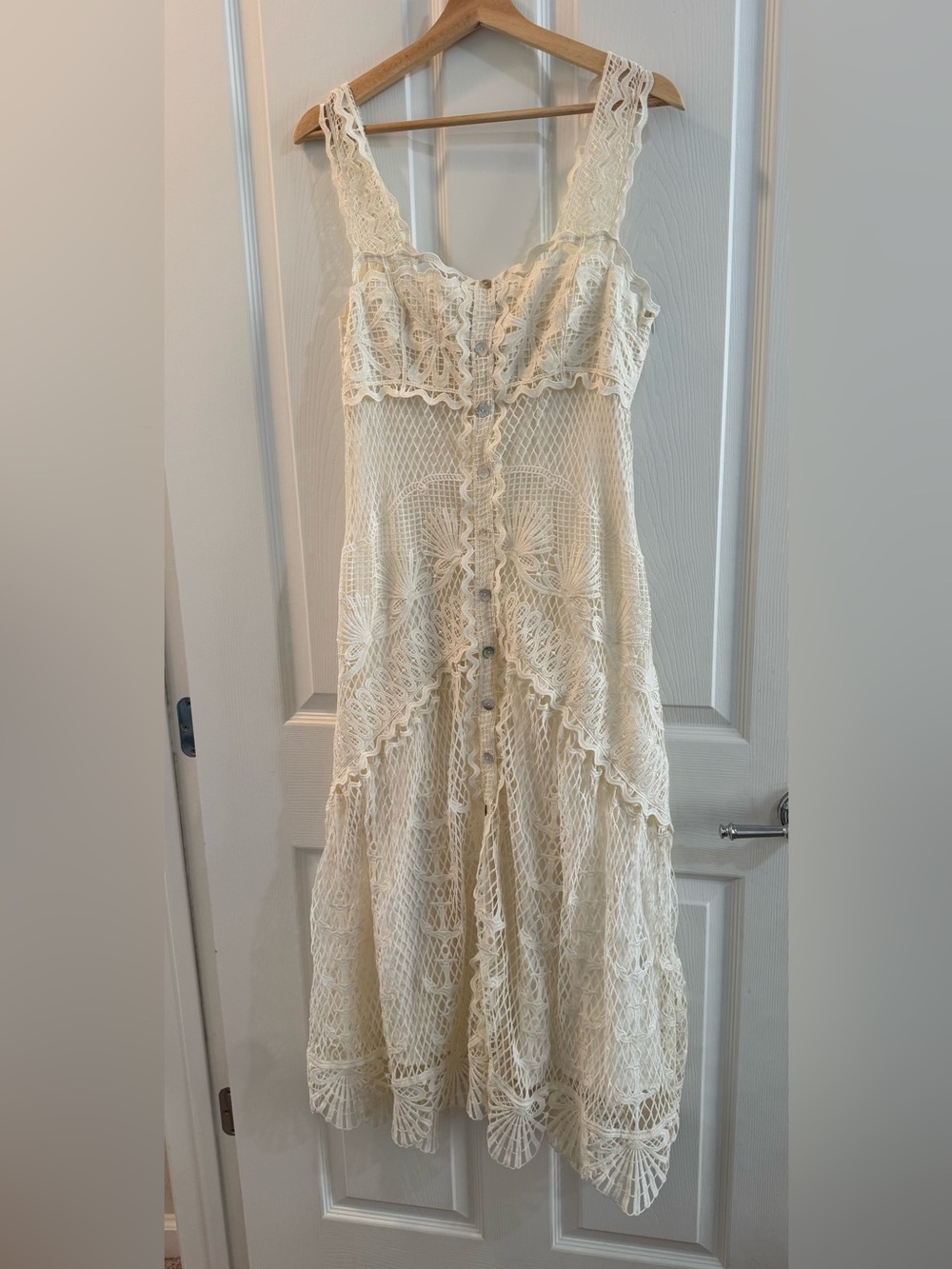 Farm Rio Nautical Guipure Maxi Dress Off White – Size Small - Picture 2 of 6